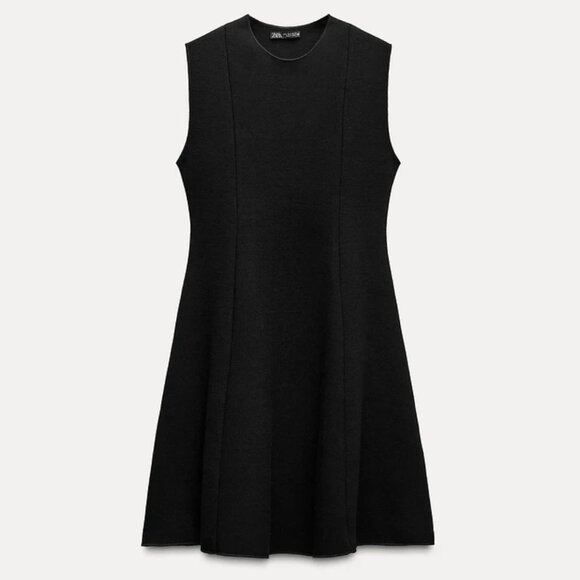 Zara Stretch Knit Skater Dress – Black – Size L - Picture 3 of 3